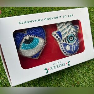 Evil Eye Hamsa Beaded Ornaments 2pcs